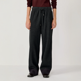 OPICLOTH Ribbed-Hem Drawstring Knit Trousers