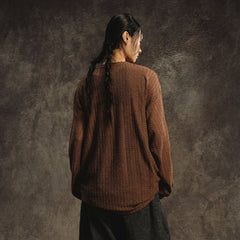 GONGHE REPUB Lightweight Wave-Knitted Openwork Long-Sleeve Tee