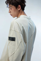 WHISTLEHUNTER Asymmetric Cut Logo Patched L/S Tee