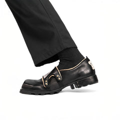 REWRITE×NO SENSE Leaf Cowhide Velcro Loafers