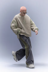 XIPHEVIL Utility Paneled Crewneck Sweatshirt Green