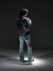 NOTHINGNESS WORLD Distressed Stamp-Print Flare Jeans