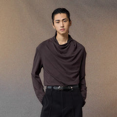 ALVNG AR ANTS Draped-Neck Long-Sleeve Tee