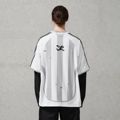 ORGANIC EMOTION Striped Badge Graphics Soccer Jersey