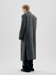 TIWILLTANG Fuzzy Double-Breasted Oversized Long Coat
