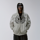 F2CE Embroidery Slogan Graphic Zip-Up Hoodie