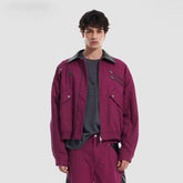 VANN VALRENCE Contrast Multi-Zip Padded Utility Jacket