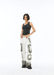 VANN VALRENCE Faded Spray-Dyed Multi-Pocket Cargo Pants