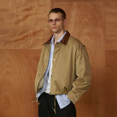 PMW Contrast Leather Collar Bomber Jacket