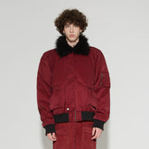 VANN VALRENCE Faux-Fur Collar Puffer Bomber Jacket
