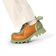 REWRITE Contrast Jagged Sole Leather Derby Shoes