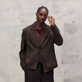 ALVNG AR ANTS Asym Herringbone Wool-Blend Blazer