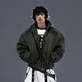 PCCVISION Tribal Embroidered Bomber Jacket Green
