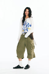 1997 POSTOFFICE Sesame Leaves Drawstring Neck Long-Sleeve Tee