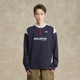 BONELESS Contrast Half-Zip Racing Long-Sleeve Tee