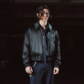 RICHILL Floral Embroidered Acetate Bomber Jacket