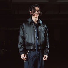 RICHILL Floral Embroidered Acetate Bomber Jacket