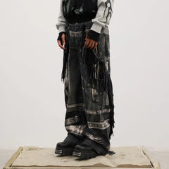 DND4DES Fringe Full-Print Baggy Jeans