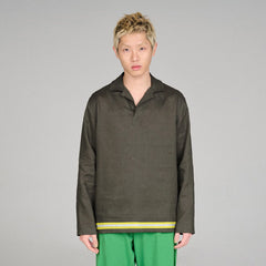 URBAN+FOREST Linen Reflective Trim Long-Sleeve Polo
