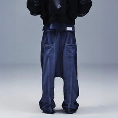 TECNINEGROUP Middle-Panel Washed Drop-Crotch Sweatpants