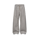 CATSSTAC Button-Closure Striped Double-Pleat Trousers