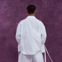 CLP Drawstring Ruffled Cuff Oversized Shirt