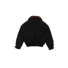 TRECLUB Studded Faux-Fur Collar Bomber Jacket