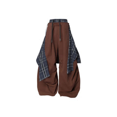 RELABEL Double Waistband Detachable Back Flap Oversized Sweatpants Brown