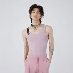TUIMU Buckle Strap Ribbed Tank Top