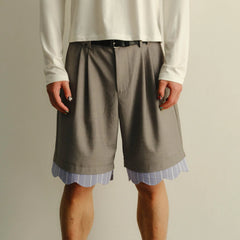 KADAKADA Scalloped Layered Hem Pleated Shorts