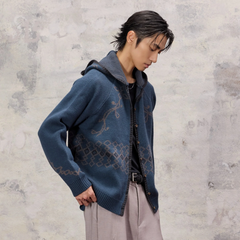 ALVNG AR ANTS Jacquard Floral Wool-Blend Hooded Cardigan