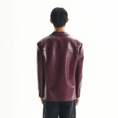 ORAL UTOPIA Glossy PU Blazer Ancora Red