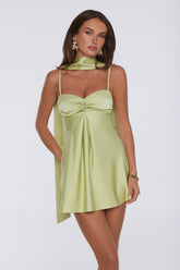 Diva Energy Satin Mini Dress Lime