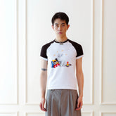 KADAKADA Essential Contrast Raglan Kitty Graphic T-Shirt