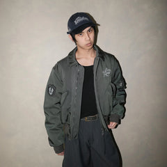 IN EXISTENCE Anchor Zip Embroidered Patch Bomber
