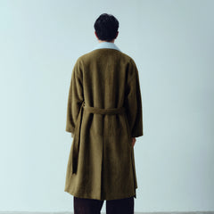 KADAKADA Double-Breasted Contrast Fuzzy Collar Overcoat