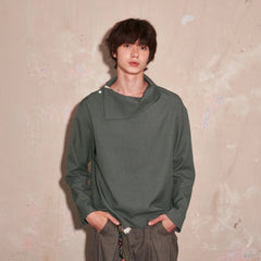 SAME FLOW Essential Asym Cowl Collar Drape Pullover