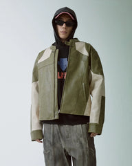 F2CE Modern Deconstructed Faux Leather Biker Jacket