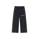 SAVAGEGROWTHWORLD Embroidered Logo Piped Straight-Leg Pants