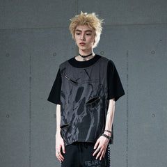 VENTUREK Washed Horror Graphic Layered Multi-Zip Tee