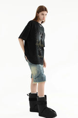 ERROR CODE ROBOT Screaming Cat Graphic Washed T-Shirt