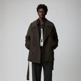 OPICLOTH Double-Breasted Belted Wool-Blend Coat