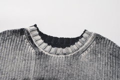 VANN VALRENCE Washed Distressed LOGO Sweater