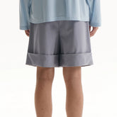 ORAL UTOPIA Essential Pleated Acetate Cuffed Shorts