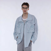ASSEEN Rose Embroidered Pocket Linen-Blended Overshirt