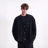 TIWILLTANG Pearl-Embellished Cable Knit Cardigan