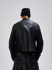 FLYERRER Structured Panel Faux Leather Biker Jacket