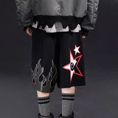 VENTUREK Graffiti Flame Graphic Drawstring Shorts