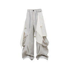 RELABEL Detachable Drape Linen-Blend Cargo Light Gray