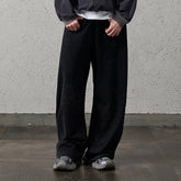 ORGANIC EMOTION Waxed-Wash Oversized Curved Pants